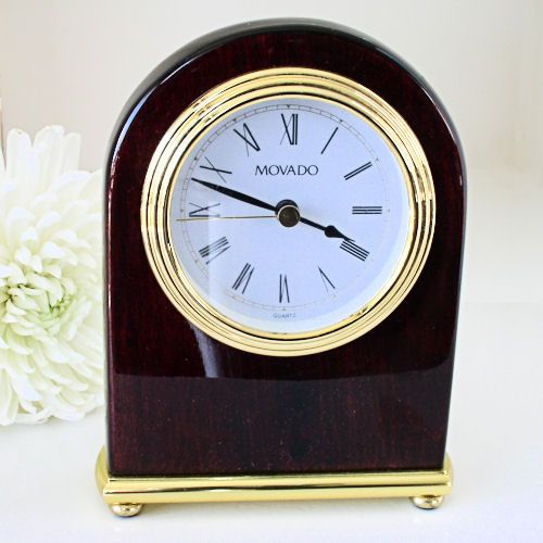 Sale New Colonial Movado Mantle Desk Table Clock Mahogany Wood Quartz Movement eBay